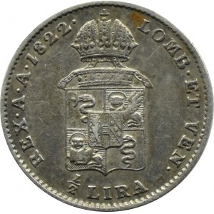 Rakousko/Itálie, František I., 1/2 liry 1822 M, Milán