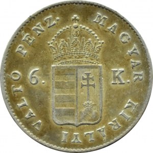 Maďarsko, František Josef I., 6 krajcarů 1849 N.B., Baja Mare