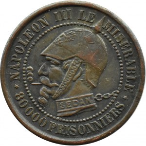 Francja, Napoleon III, żeton satyryczny upamiętniający porażkę pod Sedanem 1870