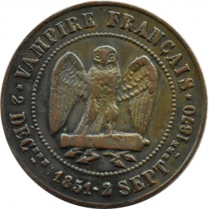 Francja, Napoleon III, żeton satyryczny upamiętniający porażkę pod Sedanem 1870
