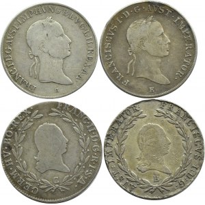 Österreich, Franz Habsburg, Los 20 krajcars 1803-1835 B/C/E, Kremnica/Prag/Karlsburg