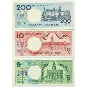 Polen, Polnische Volksrepublik, Los 3 Polnische Städte-Banknoten, UNC