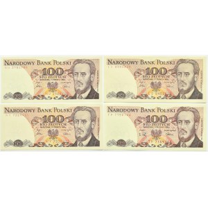 Poland, People's Republic of Poland, Lot of 4 100 zloty pieces 1986-1988, Warsaw, UNC