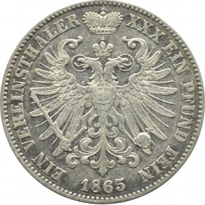 Německo, Schwarzburg-Rudolstadt, Ginter Friedrich Karl II, tolar 1865 A, Berlin, RARE