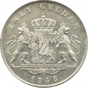 Germany, Württemberg, Wilhelm I, 2 guilders 1848, Munich