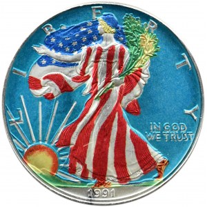 USA, Liberty (Eagle), Dollar 1991, Philadelphia, COLORED