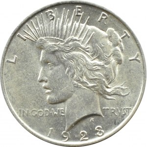 USA, Mír, dolar 1923, Philadelphia, UNC