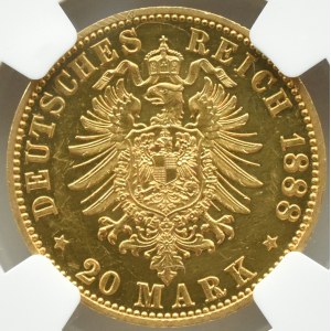 Germany, Prussia, Wilhelm II, 20 marks 1888 A, Berlin, proof, NGC PF61