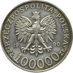 Polsko, Třetí republika, 100000 zlotých 1990, Solidarita typ A, Varšava