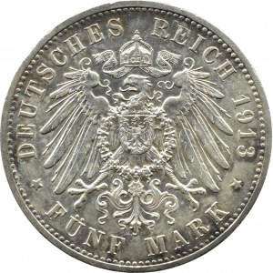 Deutschland, Preußen, Wilhelm II, 5 Mark 1913 A, Berlin
