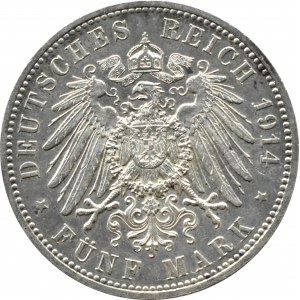 Německo, Prusko, Wilhelm II, 5 marek 1914 A, Berlín