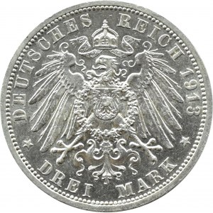 Deutschland, Preußen, Wilhelm II, 3 Mark 1913 A, Berlin