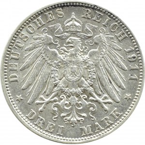 Germany, Bavaria (Bayern), Otto, 3 marks 1911 D, Munich