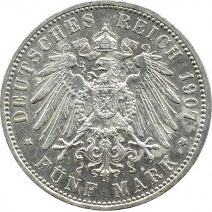 Germany, Prussia, Wilhelm II, 5 marks 1907 A, Berlin