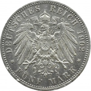 Německo, Prusko, Wilhelm II, 5 marek 1902 A, Berlín