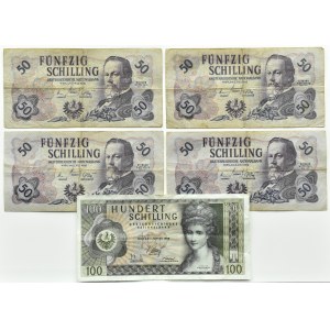 Austria, Lot of 50-100 shillings banknotes 1962-1969