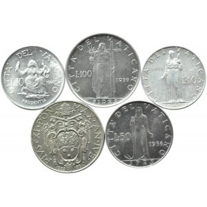 Vatikán, Pius XI, Pius XII, Jan XXIII, let pěti mincí, Řím