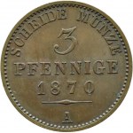 Germany, Schwarzburg-Sonderhausen, 3 Pfennige 1870 A, Berlin
