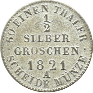 Germany, Prussia, Frederick William III, 1/2 silver penny 1821 A, Berlin