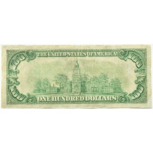 USA, 100 dolarů 1928, zlatý certifikát, vzácný