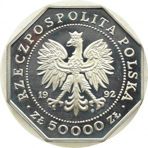 Poland, Third Republic, 50000 gold 1992, Virtuti Militari, Warsaw, UNC