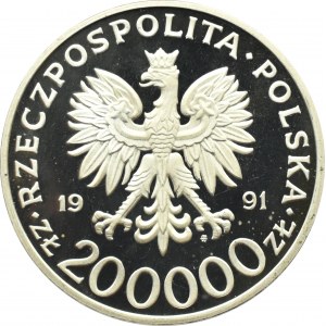 Polsko, III RP, 200000 zlotých 1991, L. Okulicki Niedźwiadek, Varšava, UNC