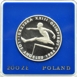 Polsko, Polská lidová republika, 200 zlotých 1984, XXIII. olympijské hry v Los Angeles, Varšava, UNC