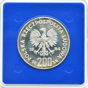 Poland, People's Republic of Poland, 200 gold 1984, Winter Games of the XIV Olympiad, Warsaw, UNC