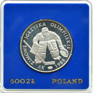 Poland, People's Republic of Poland, 500 gold 1987, XV Winter Games, Warsaw, UNC