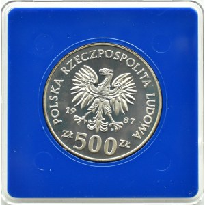 Polsko, PRL, 500 zlotých 1987, XV. zimní hry, Varšava, UNC