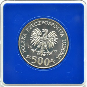 Poland, People's Republic of Poland, 500 gold 1987, XV Winter Games, Warsaw, UNC