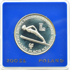 Polsko, PRL, 200 zlotých 1980, Zimní hry XIII. olympiády, Varšava, UNC