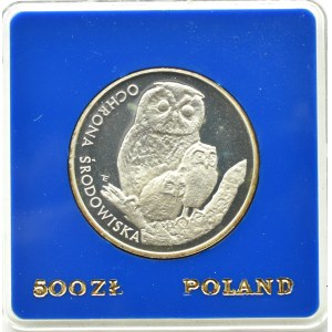 Polsko, PRL, 500 zlotých 1986, Sowa, Varšava, UNC