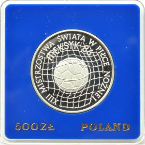 Polsko, PRL, 500 zlotých 1986, Mistrovství světa ve fotbale, Mexiko 1986, Varšava, UNC