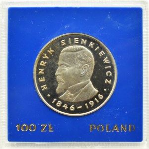 Polsko, PRL, 100 zlotých 1977, H. Sienkiewicz, Varšava, UNC