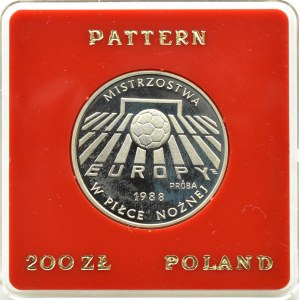 Polsko, PRL, 200 zlotých 1988, ME 1990, vzorek, Varšava, UNC