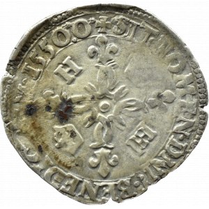 Francja, Henryk II Walezjusz, douzain 1550.0, Montelimar, dodatkowo nabite drugie 0