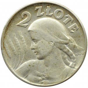 Poland, Second Republic, Spikes, 2 zloty 1925 without a dot, Philadelphia