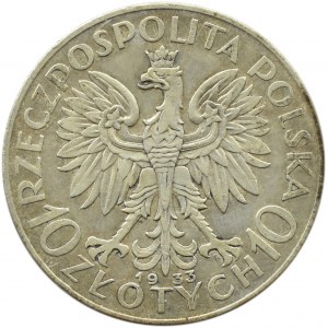 Polen, Zweite Republik, Kopf einer Frau, 10 Zloty 1933, Warschau