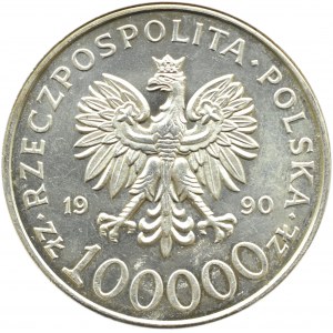 Polska, III RP, 100000 złotych 1990, Solidarność typ A, Warszawa