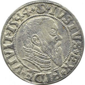 Knížecí Prusko, Albrecht, pruský groš 1544, Königsberg, rub N