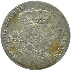 August III Saský, ort (18 grošů) 1754 E.C., Lipsko, velké poprsí