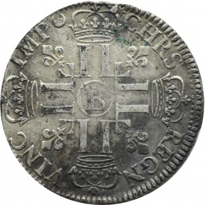 France, Louis XIV, 1/2 ecu 1691 B, Rouen