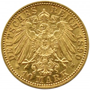 Germany, Hesse-Darmstadt, Ludwig IV, 10 marks 1890 A, Berlin, RARE