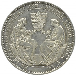 Deutschland, Sachsen, Friedrich August II, Taler 1854 F, posthume Ausgabe, Stuttgart, selten