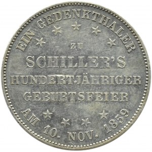 Německo, Frankfurt, tolar 1859 - 100. výročí Schillerových narozenin, Frankfurt nad Mohanem