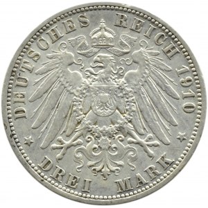 Německo, Hesensko, Ernest Ludwig, 3 marky 1910 A, Berlín