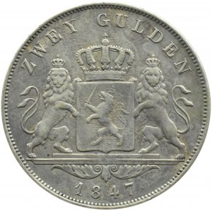 Germany, Hesse-Darmstadt, Ludwig II, 2 guilders 1847, Darmstadt