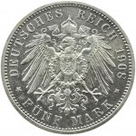 Německo, Sasko, 5 značek 1908, 350. výročí založení univerzity v Jeně, Muldenhütten