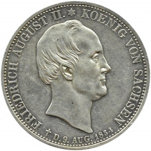 Niemcy, Saksonia, Fryderyk August II, dwutalar 1854 F, edycja pośmiertna, Stuttgart, PIĘKNE!